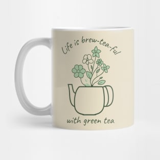 Green tea and flowers tea pun Mug